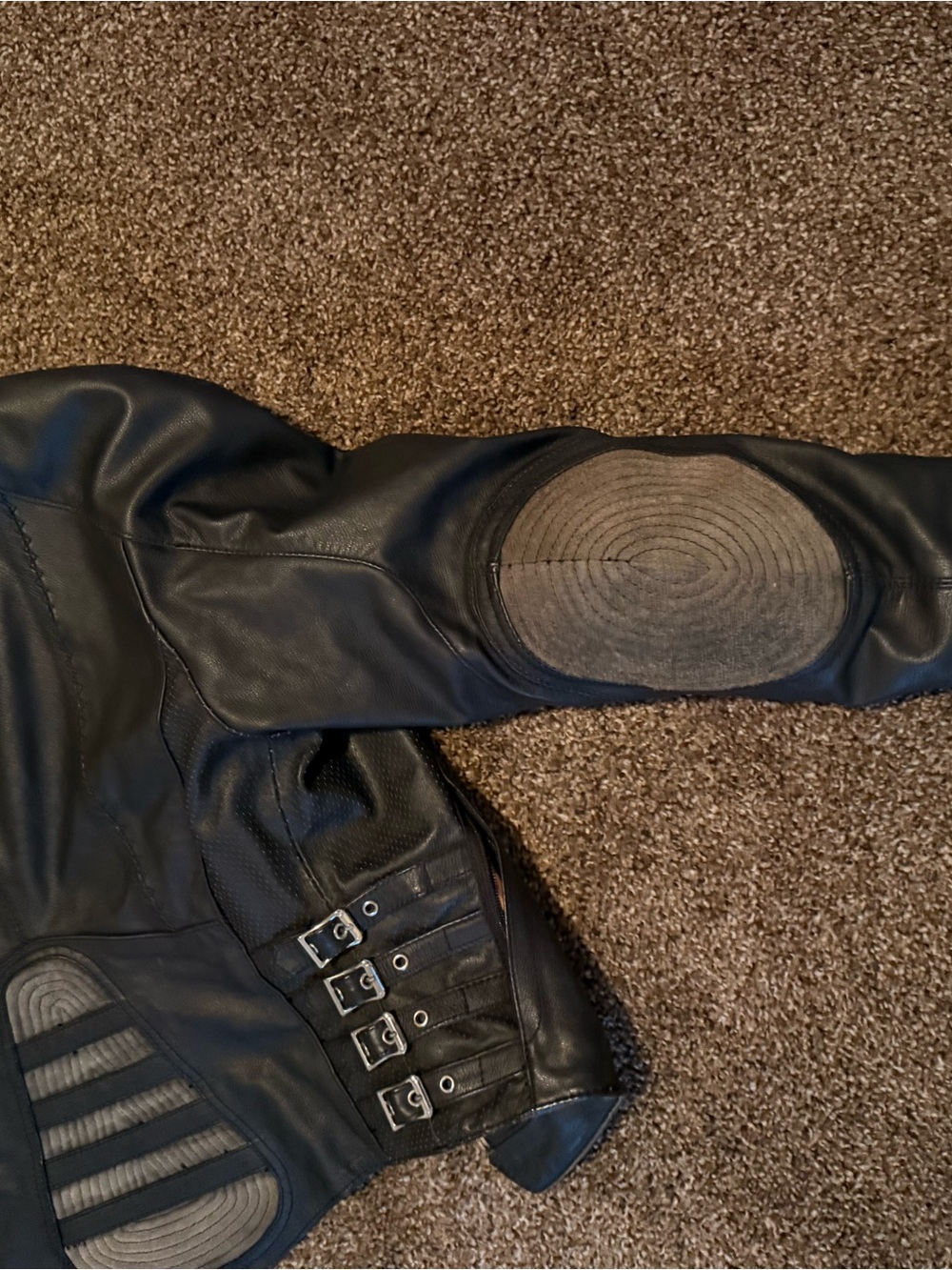 ICON Black Leather Jacket with Gray Elbow Patches